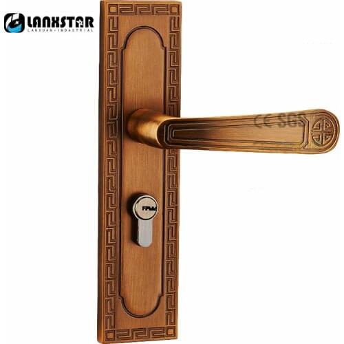 Chinese Classical Style Yellow Bronze Handles Design Solid Split Handle Lock