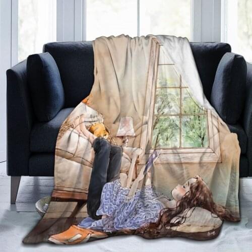 Beauty Bed Blankets Wolf Galaxy Plush Bedspread Fox Soft Throw Blanket Planet Black Linen Blanket for Sofa