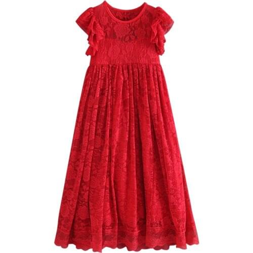 Lace Long Dress for Girls Birthday Wedding Party Princess Dress Pleated Long Dress Cute Baby Kids Girls Dress Photography Props