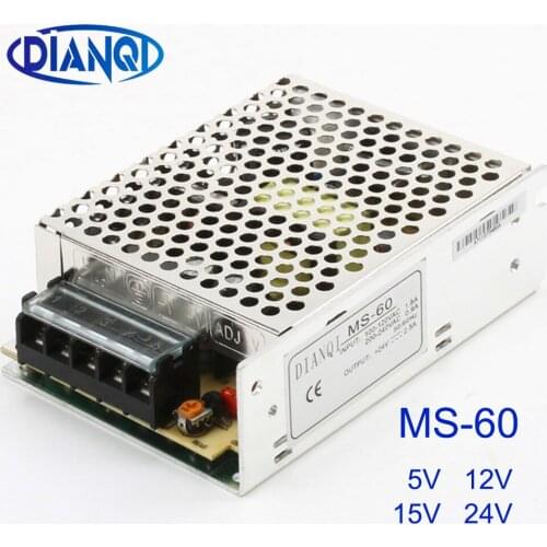 DIANQI power supply MS-60W 24v 12v 5v 15v mini size ac dc converter power supply unit dc voltage regulator MS-60-5 MS-60-24