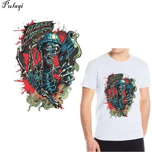 Skull Soldier Patches Stripes On Clothes Skull Application Of One Flower Applique Iron On Patches Heat Transfer For Clothing