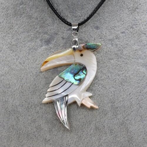 Natural Shell Necklace With Birds-Shaped Pendant Leather Cord 2MM Charms For Elegant Women Love Romantic Gift