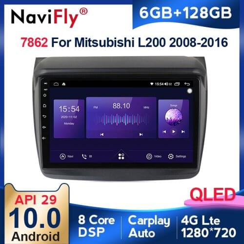 NaviFly 7862 QLED 1280*720 6GB+128GB Android 10 Car Radio Multimedia Player For Mitsubishi Pajero Sport 2 L200 Triton 2008 2016
