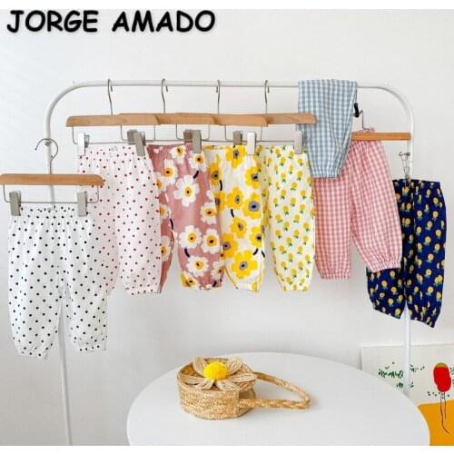 2021 New Autumn Kids Girls Pants Print Radish Plaid Dot Jogger Trousers Children Leggings Outwear Fashion Clothes E4008