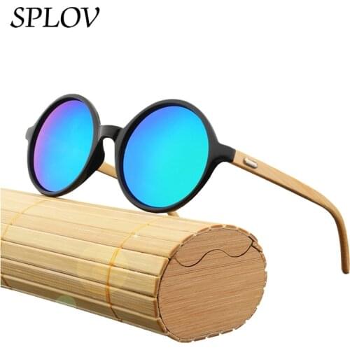 New Natural bamboo Leg Sunglasses Men Women Retro Round Wooden Sun Glasses Coating Steampunk Fashion Shades Male Female Eyewear