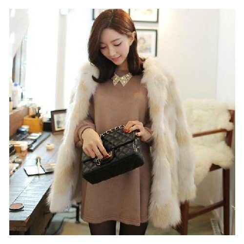 LET-SETTING Blending imitation fox fur coat leather jacket grass Large size coat ladies hot sale Leather grass hairy coat
