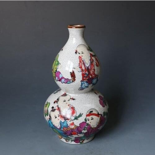 Pastel Happy Family Gourd Vase Many Children Grandchildren Mascot Household Decoration Health Gift