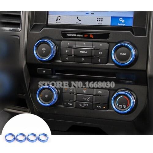 Interior Air Condition Knob Trim Cover 4pcs Blue For Ford F150 F-150 2015-2017 Car accesories interior Car decoration