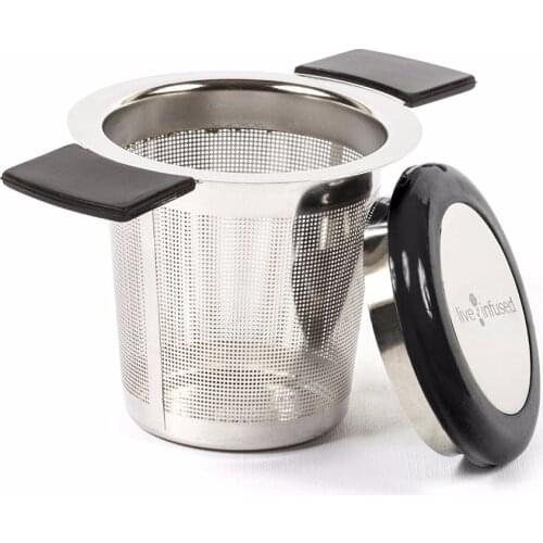 Premium Tea Infuser Brew-In-Mug Stainless Steel with Long Handles for Steeping Loose Leaf Tea, Lid Included