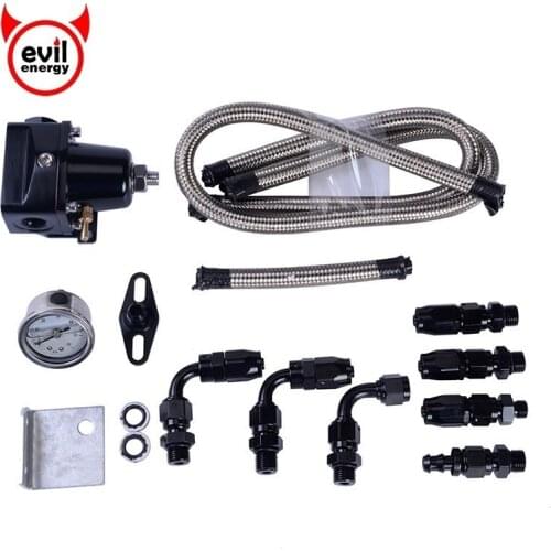 Evil energy Aluminum Adjustable Fuel Pressure Regulator Kits 160psi Gauge AN6 Braided Oil Hose Universal Engine Accessories