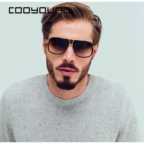 COOYOUNG Men Classic Oversized Sunglasses Men Square Fashion Glasses High Quality Retro Sun Glasses Vintage Gafas Oculo
