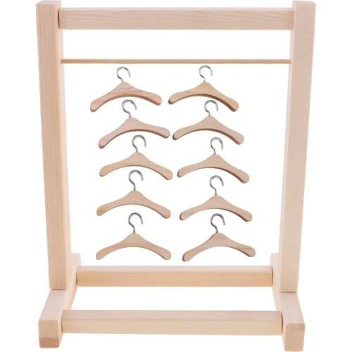 10pcs Clothes Hanger with Hanging Shelf for 12inch Blythe Dolls Fairy Furniture