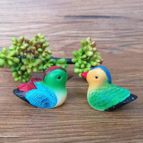 2pc Mandarin Duck Lover Resin Craft Figurines Wedding Decoration Cake Ornaments Home Miniature Garden Glass Decor DIY Accessory