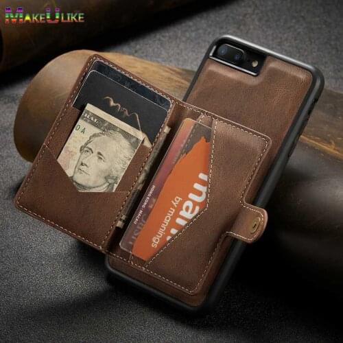 2 in 1 Card Slot Case For iPhone 7 8 Plus 11 12 Pro MAX Mini 12Mini SE 2020 12Pro 11Pro X XR XS Max Case Leather Protect Cover