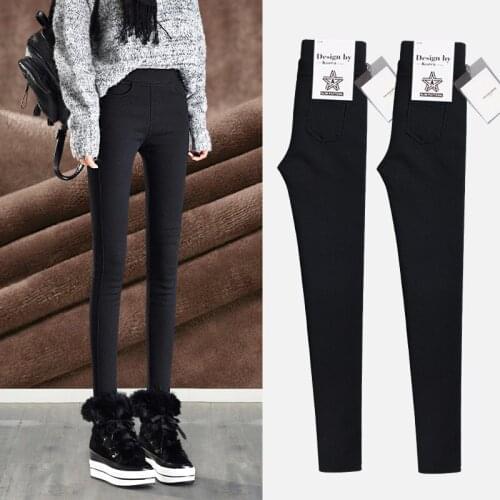 2020 Thick Black Pencil Pants For Women Winter Warm Skinny Trousers Female Pants High Elasticity Velvet Warm Leggings 4xl 3xl 2l