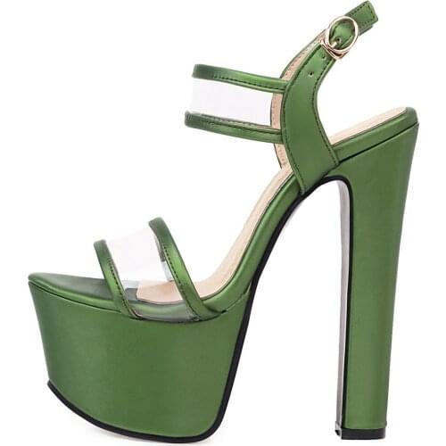 2021 Summer New Fashion High heels 16.5CM Women Shoes Sexy Peep toe Buckle strap Chunky heels Sandals Party Shoes Big size 46