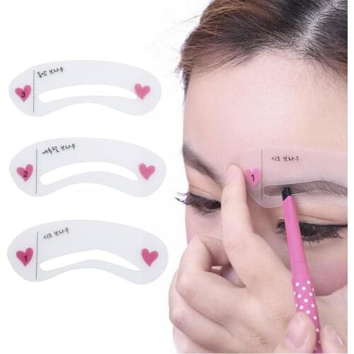 3 pcs Pro Reusable Eyebrow Stencil Set Eye Brow DIY Drawing Guide Styling Shapin PVC Eyebrow Stencil makeup tools free ship