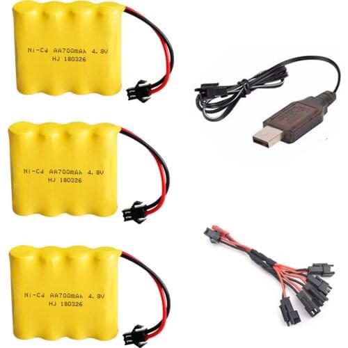 4.8V Ni-CD Rechargeable Battery with charger cable For Remote Control Toys Electric Cars Tanks Gun NI-CD AA 4.8V 700 mah Battery