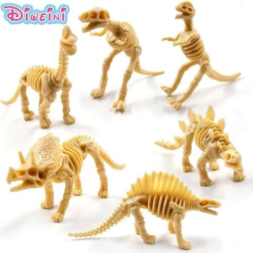 6pcs Simulation Dinosaurs Skeleton animal model Lifelike action figure home decor Gift For Boy girl children Kids hot toys set