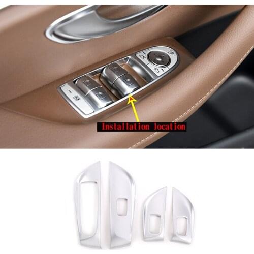 ABS Car Styling for Mercedes-Benz E-Class E200l E300l 2016-21 Glass Lift Switch Decorative Frame Car Interior Accessories 4 Pcs