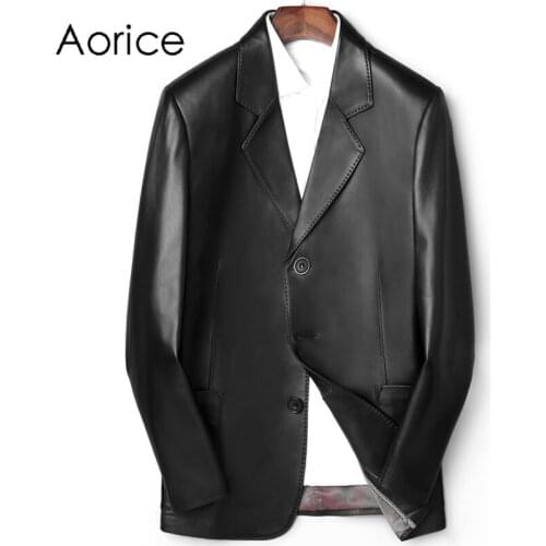 Aorice Men Genuine Sheep Skin Leather Jacket Coat Male Brand New Real Casual Leather & Suede Suit Jackets Coats MT175