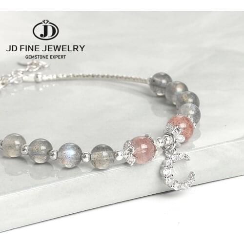 JD Handmade Moonstone Bracelet Thin Rope With Natural Crystal 925 Sterling Silver Color Beads Personalized Bracelets For Women