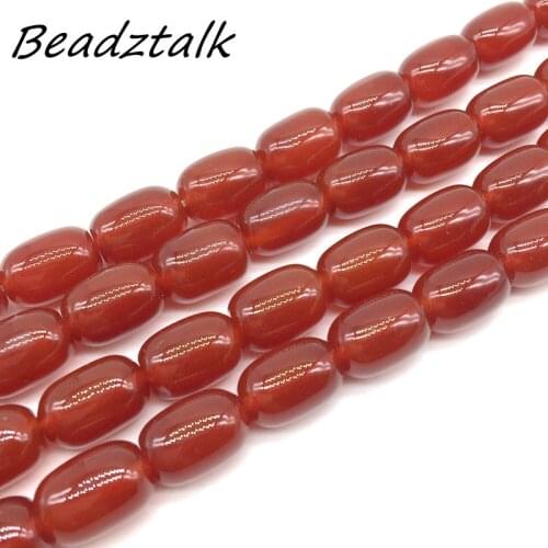 New Beads Really Stone Carnelian Red Agates Stone Beads 10x14 mm Oval Drum Shape Loose For DIY Necklace Bracelet Making 3 Colors