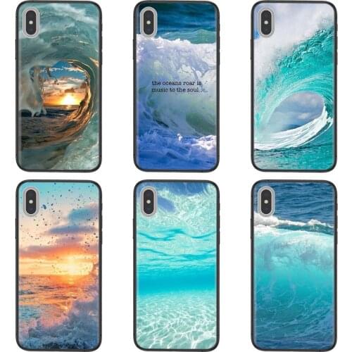 Summer Nature Sea Blue Ocean Waves For Apple iPhone 11 12 Pro Mini XS Max XR X 8 7 6 6S Plus 5 5S SE Cell Phone Cases Mall