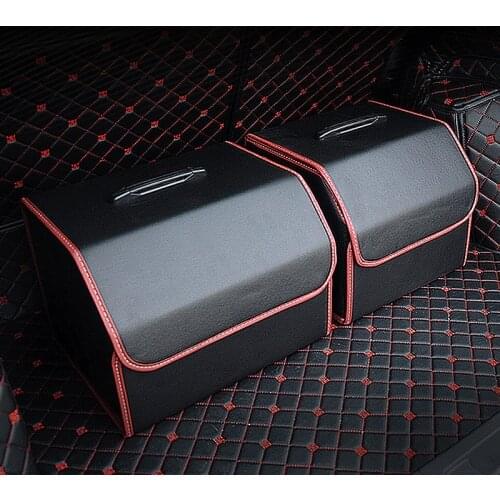 Black Car Trunk Storage Box PU Leather Large Storage Bag Folding Organizer Box For Car Waterproof Auto Accessories