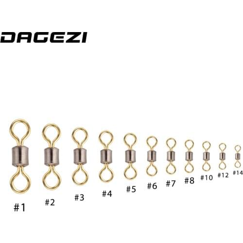 DAGEZI 8 word Ball Bearing Swivel Solid Rings fishing gear 100pcs/lot fishing Connector copper swivel fishing accessories