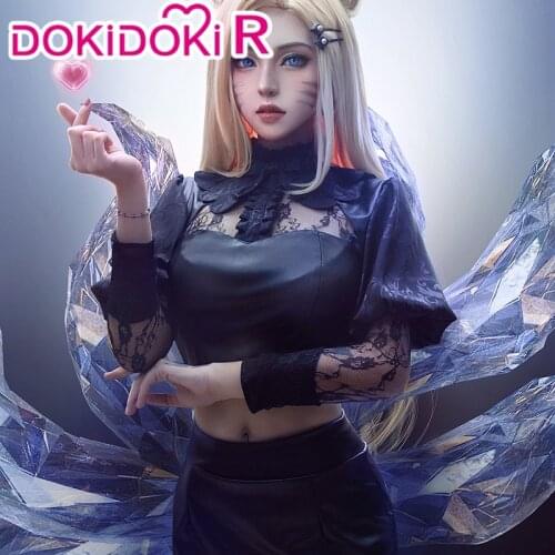 DokiDoki-R Game LOL KDA Cosplay Ahri Costume Women The Baddest KDA Ahri Cosplay K/DA Costume Halloween Black Sexy Dress Costume