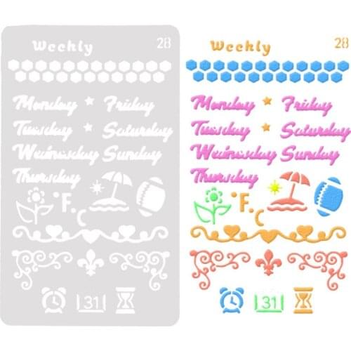Weekly Layering Stencils Drawing Color Spray stencil DIY Scrapbook photo album Decorative Embossing DIY Card Crafts