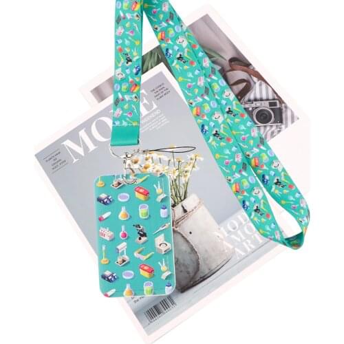JY129 Cartoon Chemical Supplies Neck Strap Lanyards Keychain Badge Holder ID Card Pass Hang Rope Gifts Accessories For Teacher