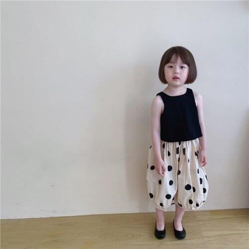 Summer New Childrens Clothing Sets 2-8 Years Toddler Girls Suits Bow Backless Tops Dots Skirts 2pcs Sets for Girls Kids Clothes