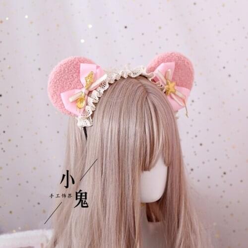 Lolita Bear Ear Hair Bands Cute Bow KC Hair Accessories Lolita Daily Life Teddy Bear Ear Hair Bands KC