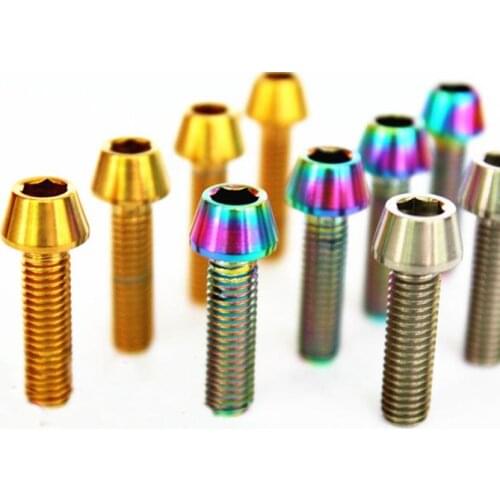 LOT4 M5x16mm Ti/Golden/Rainbow GR5 Titanium Bolts Bike Handlebar Stem Clamp