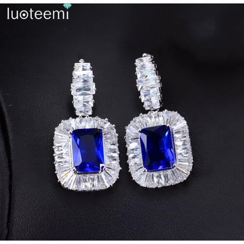 LUOTEEMI Russia High Quality Luxury Brass CZ Jewelry Fashion Heavy Lady Bridal Earrings Wholesale In Stock Women Christmas Gift