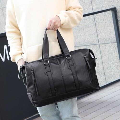 YILIAN Mens travel bag Business handbag Fashion versatile soft leather large capacity one shoulder crossbody bag