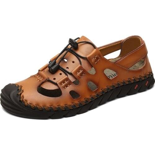 UncleJerry Mens Fashion Sandals Leather Sandal for Man Comfortable and Durable Summer Outddoor Shoes