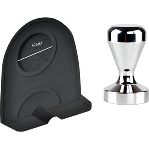 Coffee Tamper Set, 51mm Coffee Tamper Mat Silicone Rubber Tampering Corner Mat Coffee Maker