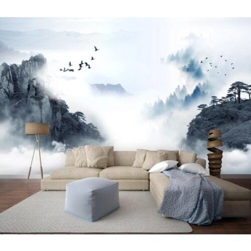 Bacal Custom 3d wallpaper mural new Chinese style ink landscape scenery artistic modern painting bedroom background wall paper