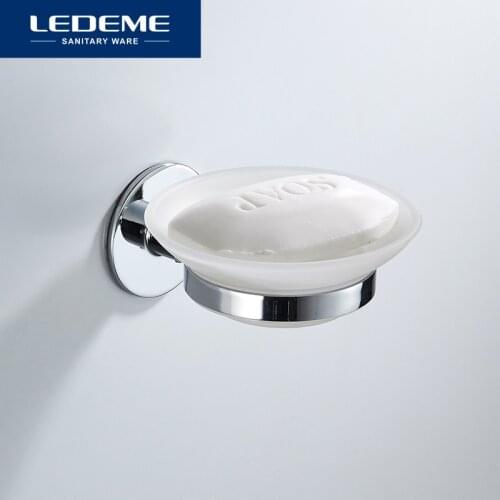 LEDEME Wall Mounted Soap Dish Hanger Home Plastic Round Soap Holder Accessories Box Cup Bathroom Without Drilling L5702