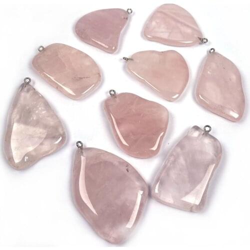 Natural Stone Irregular Red Rose Quartzs Pendant Necklace Charms Pendant for Jewelry Making DIY Necklace Size 20x45mm-30x45mm