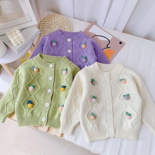 Autumn Baby Girls Knit Cardigan Fashion Cute Hairball Kids Sweaters for Girl 2 3 4 5 Y Childrens Sweater Jackets Kids Clothes