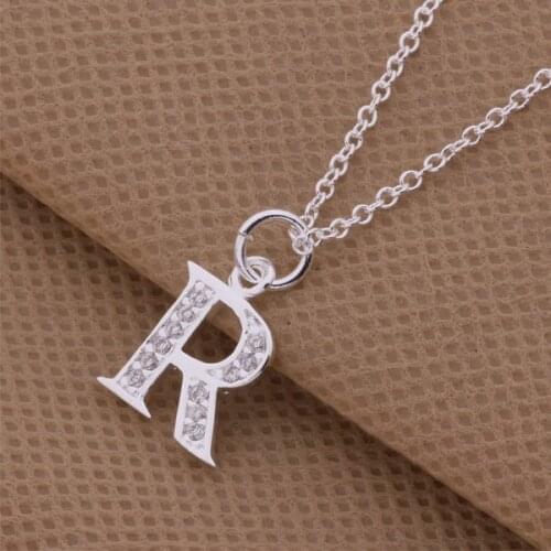 2015 top quality Silver color letter K, M, R pendant necklace with zircon beautiful lovers' jewelry global hot