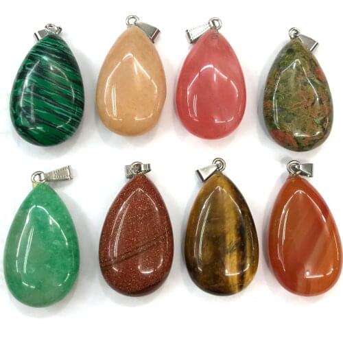 Natural Stone Pendants Water Drop Shape Crystal Agates Necklace Pendant for Jewelry Making Good Quality Size 24mmx43mm