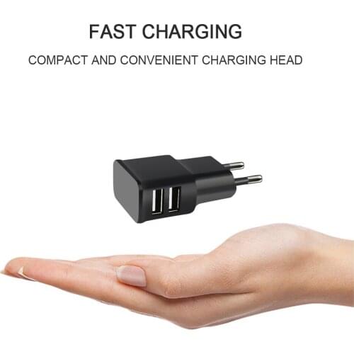 EU Plug Dual USB Quick Charger Socket PortableTravel Fast Charge For iphone 7 Xiaomi 8 Universal Mobile Phone Lighting Charging