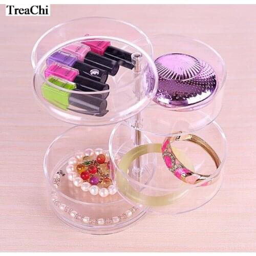Transparent Circular Rotary Desktop Receive Box Make - Up Jewelry Box Acrylic Dust - Proof Design Jewelry Organizer Jewlery Box