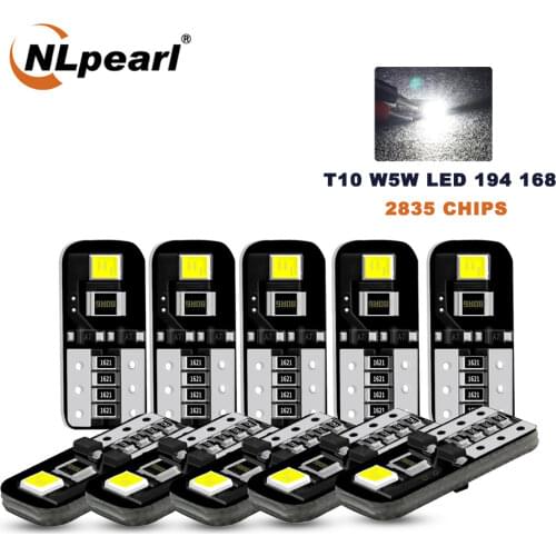 NLpearl 2/10X T10 W5W Led Bulbs 2835 Chips 168 194 Led Car Interior Light Dome Reading License Plate Light Signal Lamp 12V White