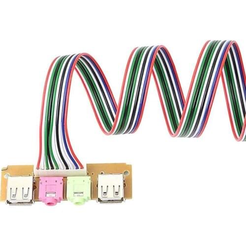 2Pcs USB Front Panel Cable HUB Computer Chassis Front Panel Desktop Audio Port Mic Earphone Cable Gadget 68cm